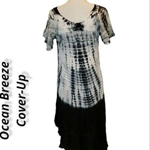 Ocean Breeze Tie Dye Embroidered Cover Up Dress EUC
